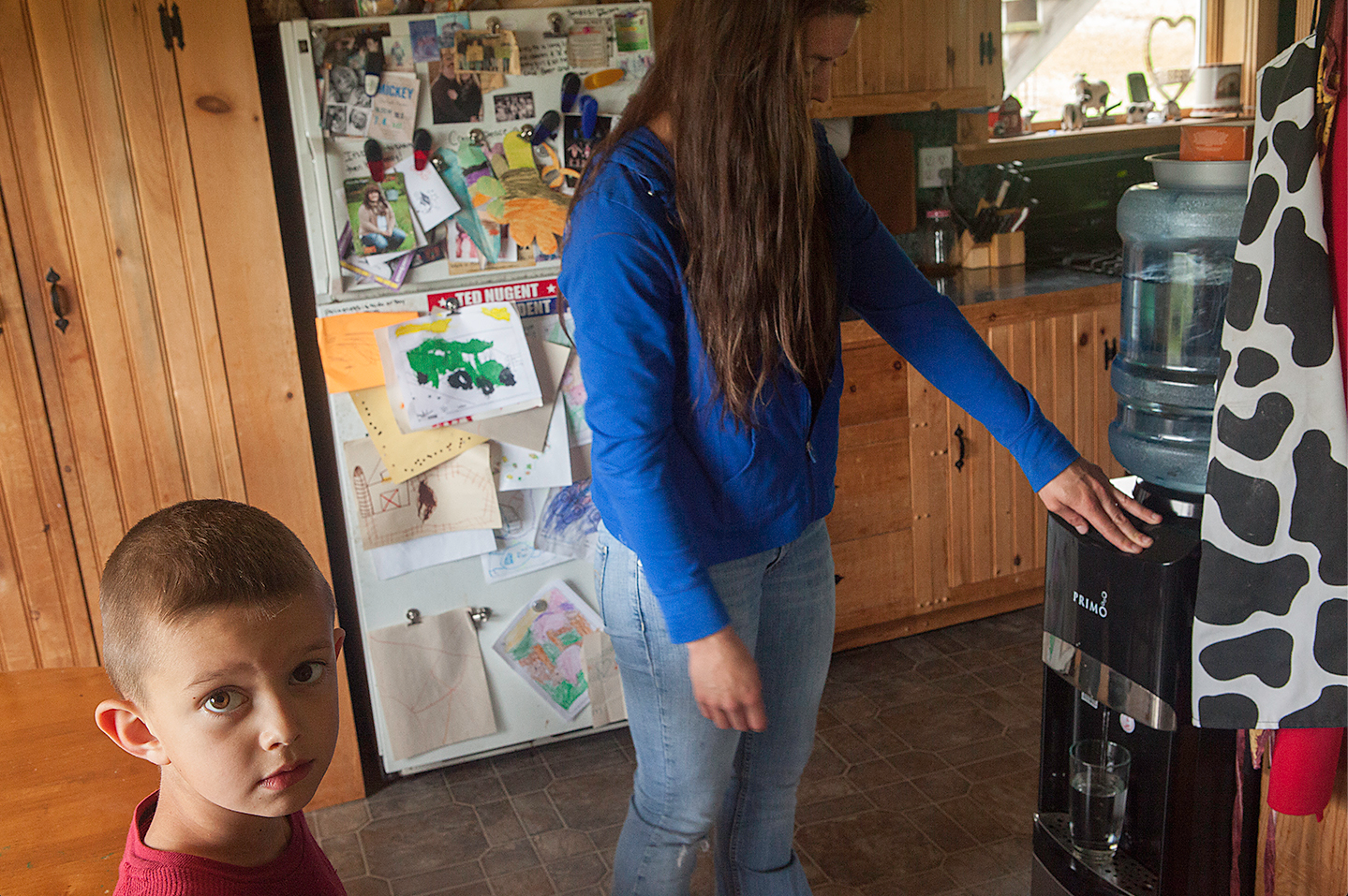 Christine Pepper and her son at their home in Leroy Township, Bradford County, Pennsylvania. © Steven Rubin for Public Herald.